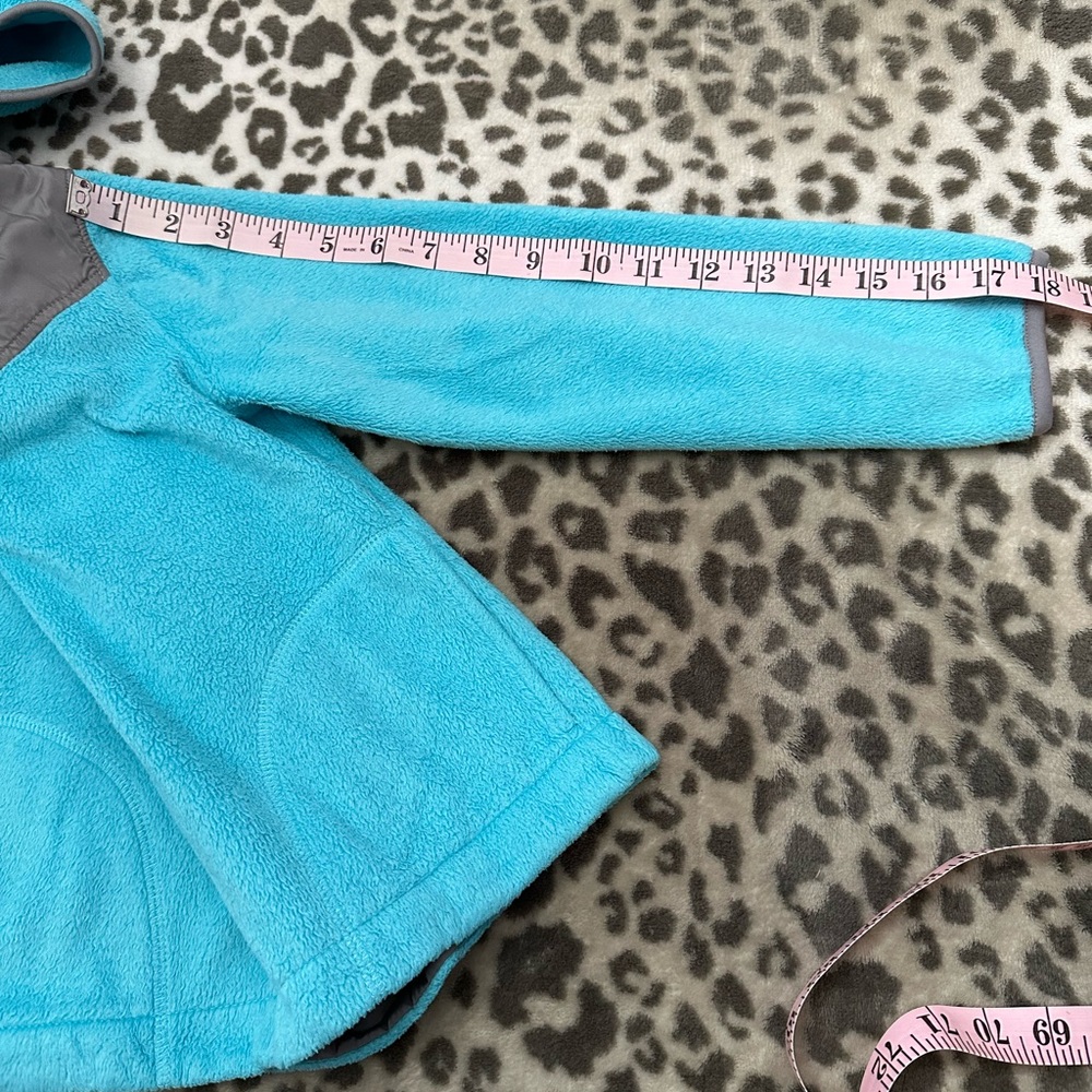 Old Navy Hooded Micro Fleece Jacket in Teal Blue Green Size Small 6 7 - Picture 15 of 16